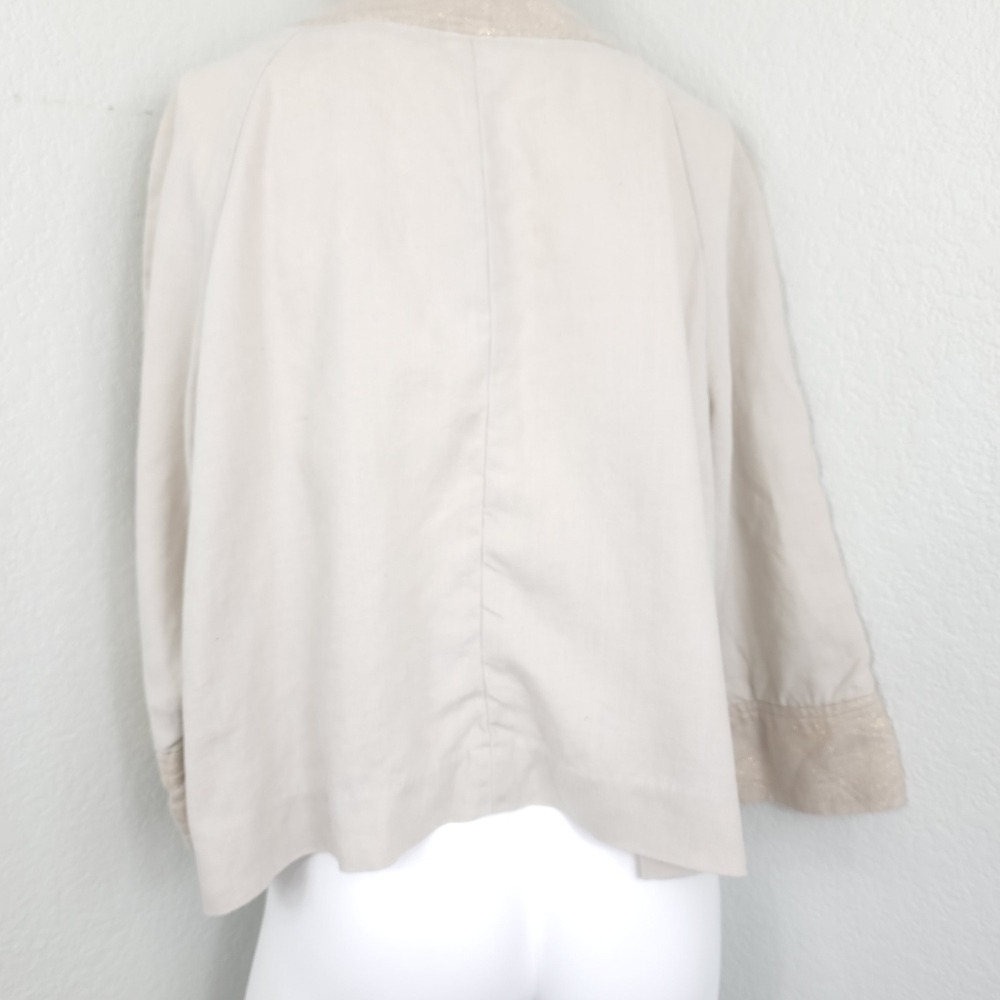 Coldwater Creek Beige Linen Open Jacket Size M - Picture 4 of 9
